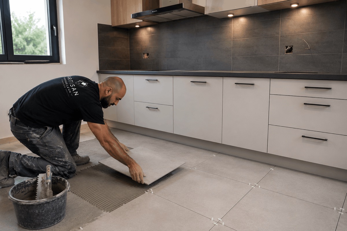 Carrelage de cuisine et crédence à Angers