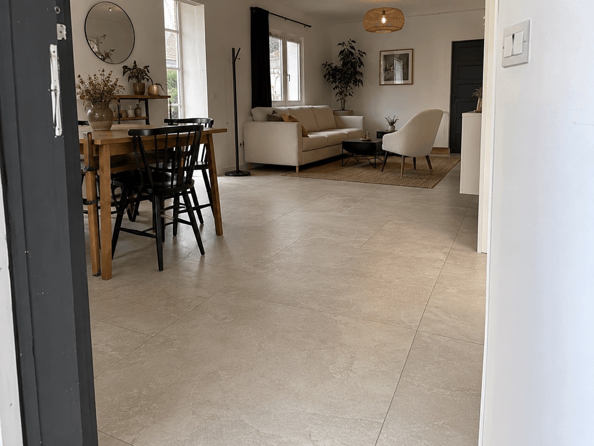 Rénovation de sol carrelé dans une ancienne maison de cité ouvrière à Trélazé